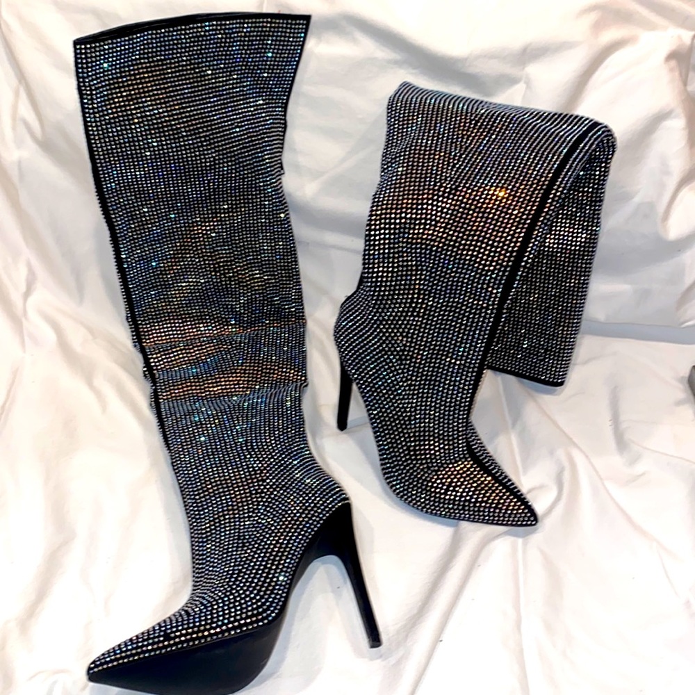 COPY - Shoe Dazzle Thigh High Rhinestone boots